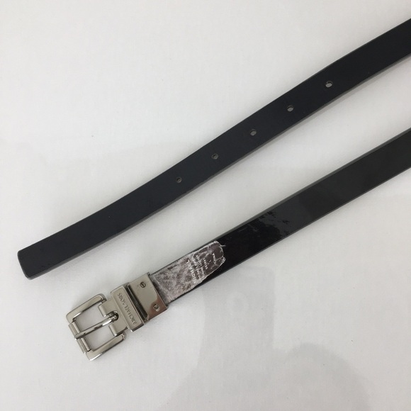 Michael Kors Thin Reversible Belt Black Patent Leather Silver Snakeskin Size L - Picture 8 of 14